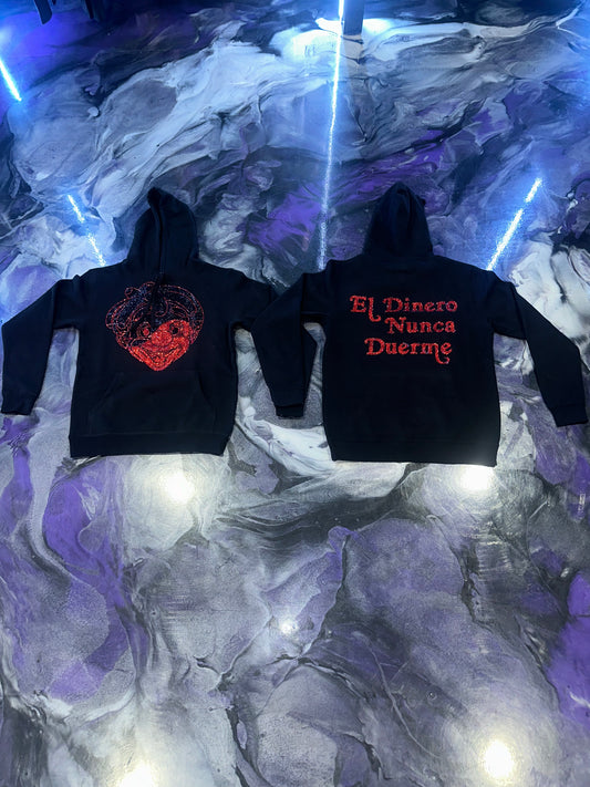 El Dinero Nunca Duerme Rhinestone Hoodie