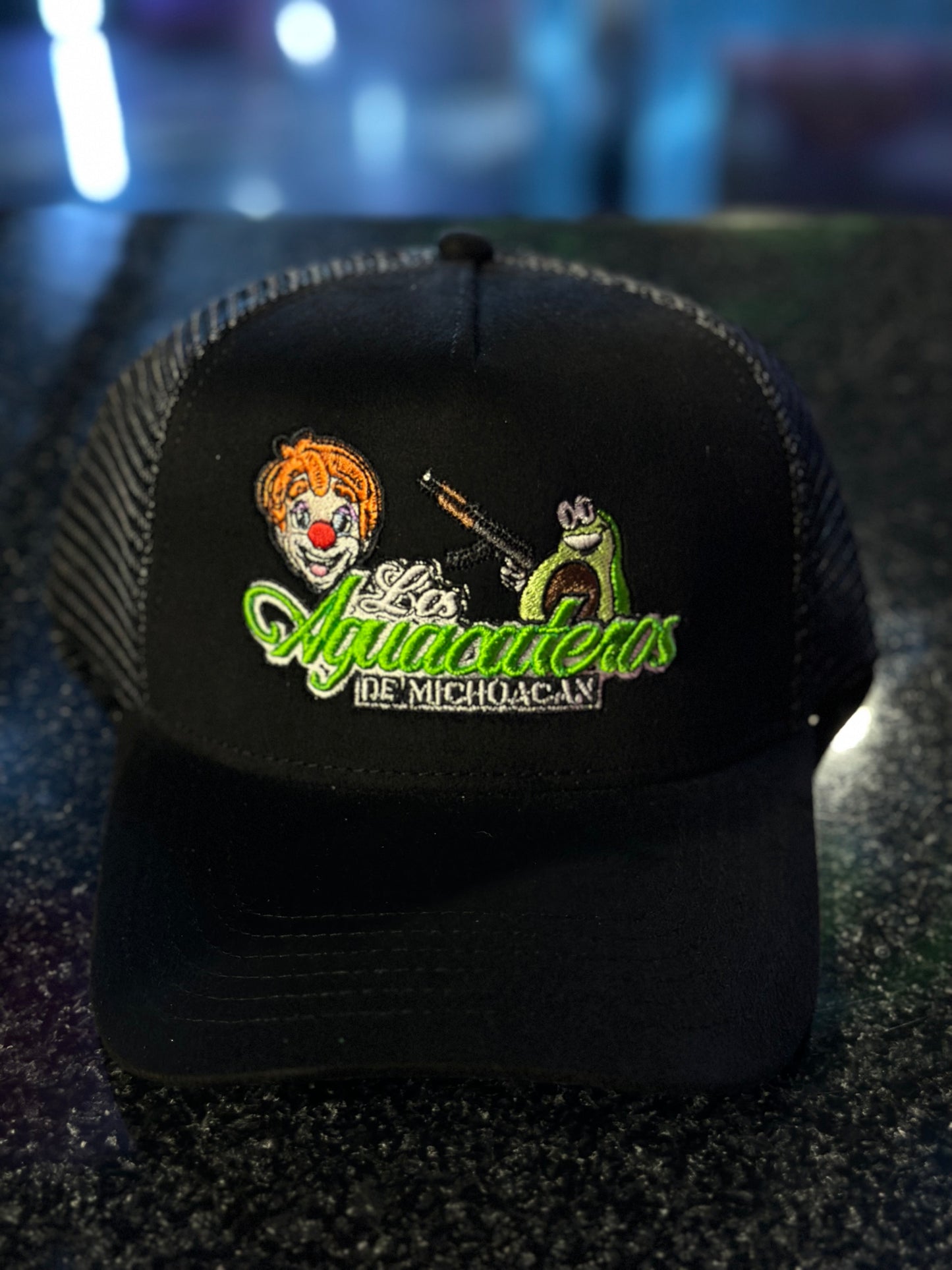 Aguacateros de Michoacán Black Suede Trucker Hat